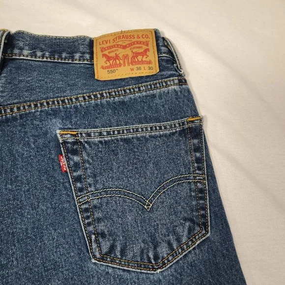 LEVI'S 550 VINTAGE Mom Jeans Regular Fit Straight Leg High Rise W36 L30 100% Cot - Picture 11 of 15